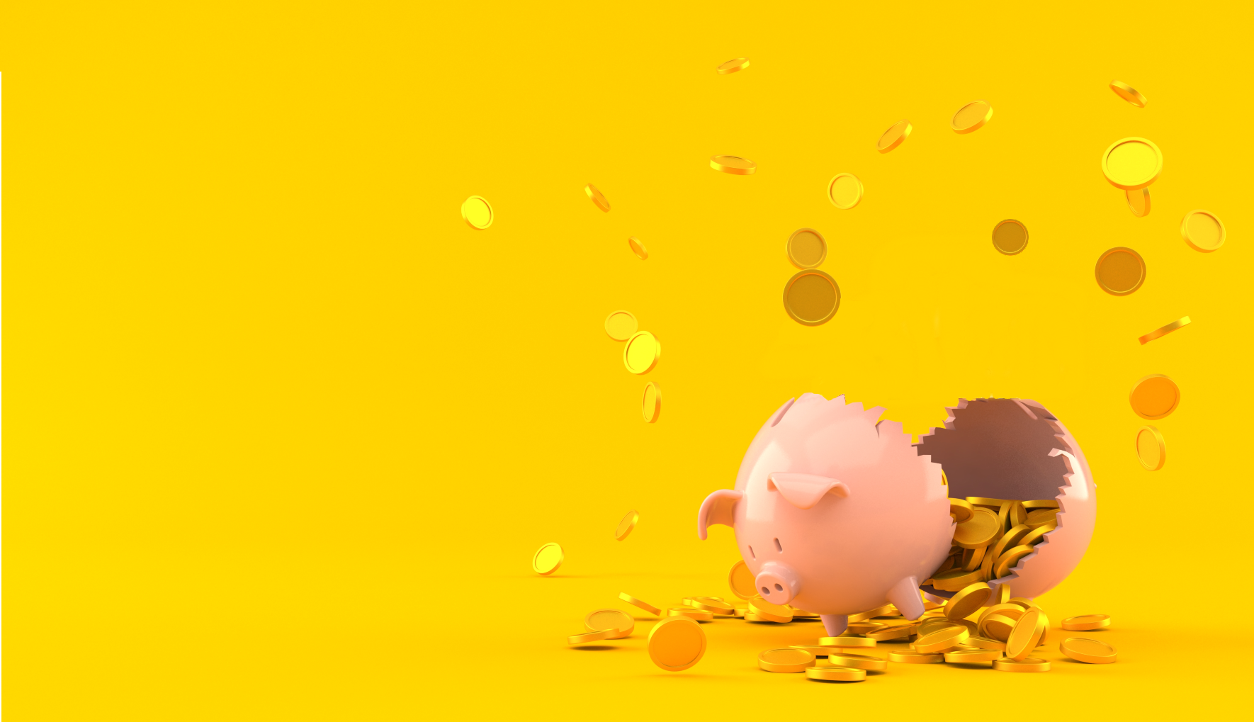 Sparschwein explodiert Goldmünzen fliegen im Bogen