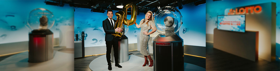 Lottomoderatoren Miriam und Chris im Lottostudio