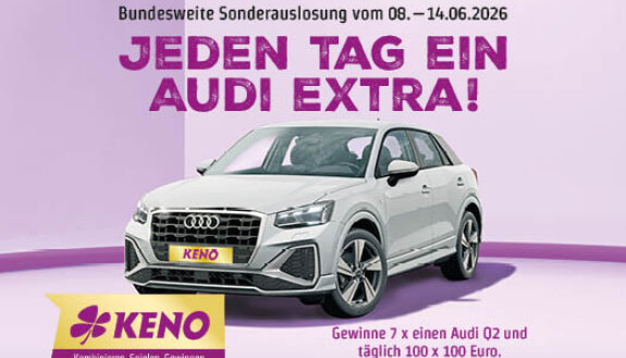 Jeden Tag ein Audi extra zu gewinnen bei KENO von Saartoto