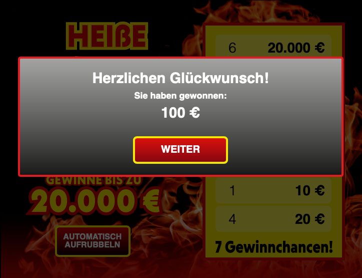 Rubbellos Heiße 7 Anleitung Sie haben gewonnen