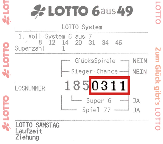 Wo finde ich die Prämiennummer für die Weihnachtssonderauslosung, die ersten 4 Ziffern der Losnummer von rechts nach links gelesen