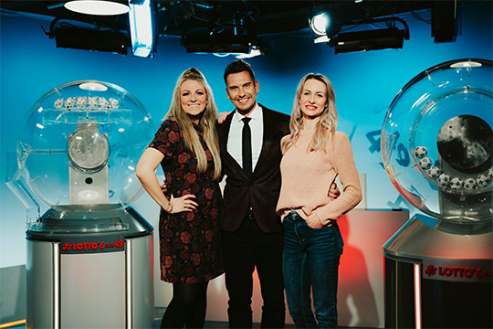 Lottomoderatorinnen Miriam Hannah, Celina Fries und Chris Fleischhauer