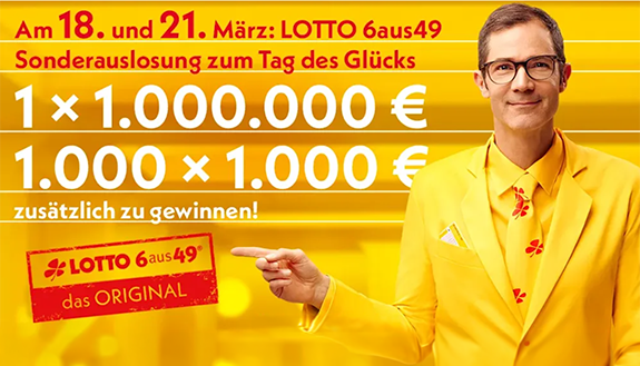 Sonderauslosung Lotto 6aus49 18. und 21. M&auml;rz