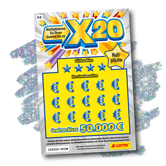 5 &euro; Rubbellos X20 von Saartoto