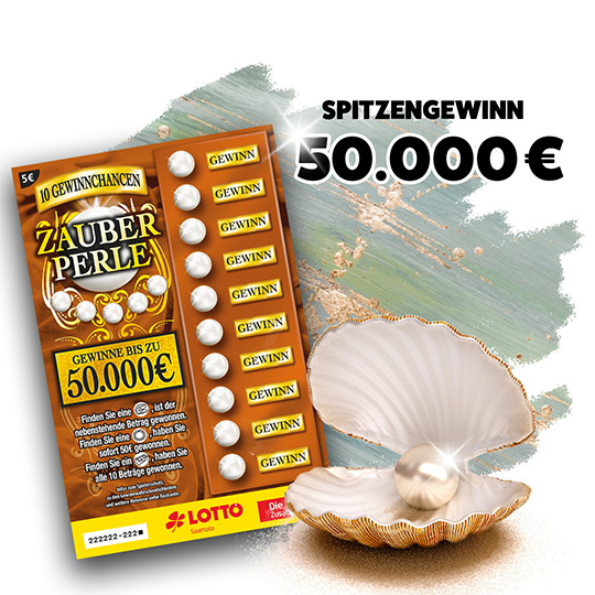 Rubbellos Zauberperle Saartoto Spitzengewinn 50000 Euro