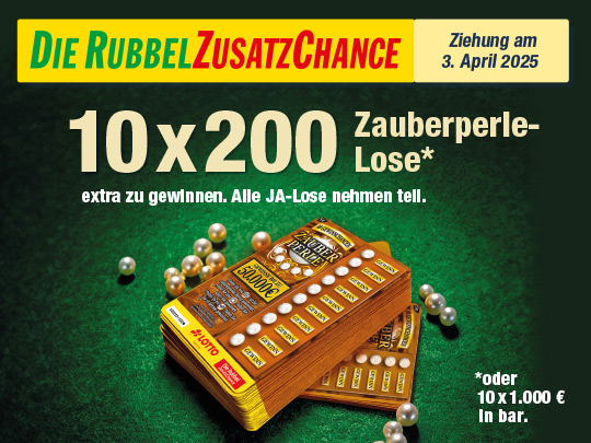 Rubbel Zusatzchance Ziehung am 3. April 2025