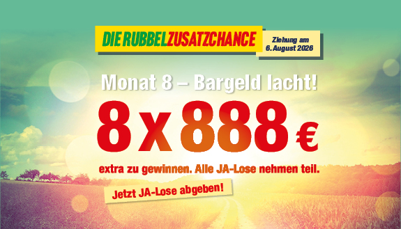 8 x 888 &euro; zu gewinnen bei RubbelZusatzChance