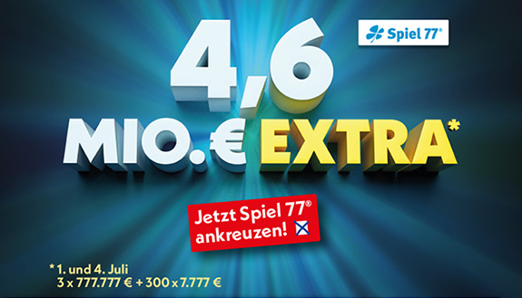4,6 Mio. &euro; extra bei Spiel 77 zu gewinnen