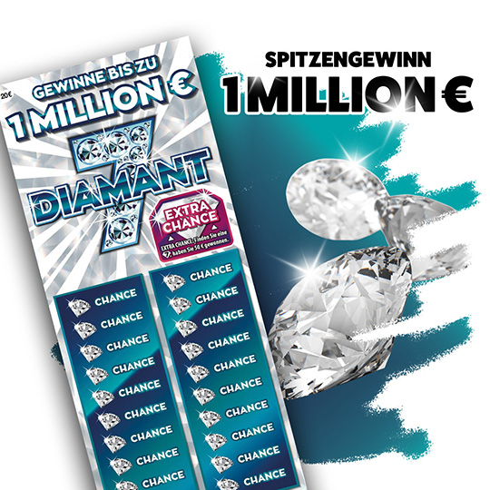 Diamant 7 Rubbellos von Saartoto, Spitzengewinn 1 Million Euro