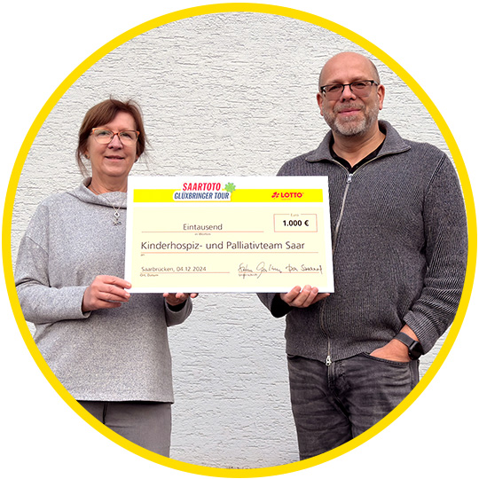 1000 € Scheck für das Kinderhospiz- und Palliativteam Saar von Saartoto