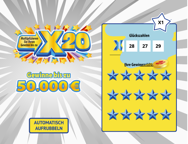 Rubbellos X20 Feld aufrubbeln
